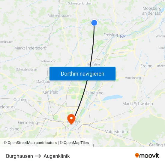 Burghausen to Augenklinik map