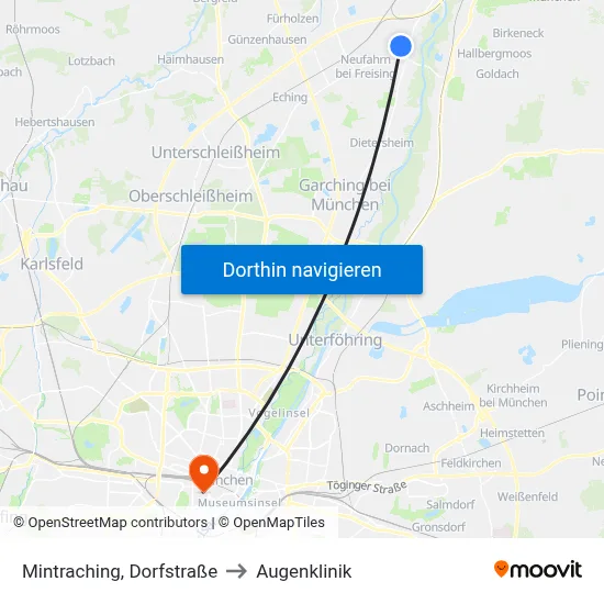 Mintraching, Dorfstraße to Augenklinik map