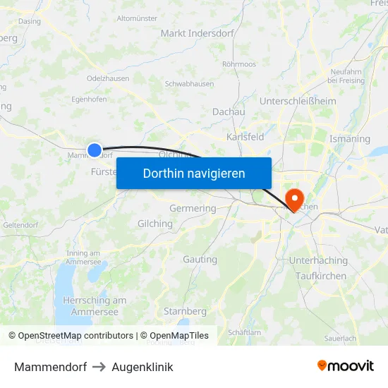 Mammendorf to Augenklinik map