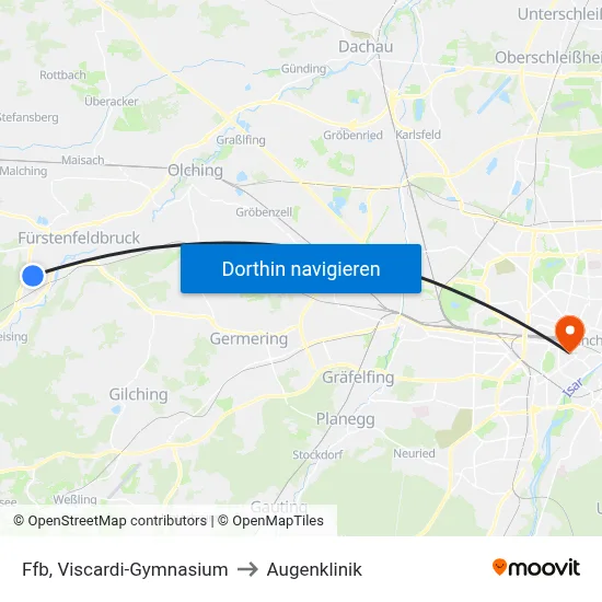 Ffb, Viscardi-Gymnasium to Augenklinik map