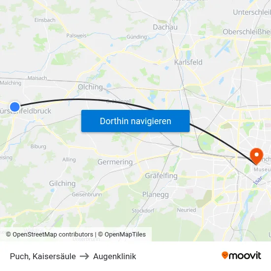 Puch, Kaisersäule to Augenklinik map