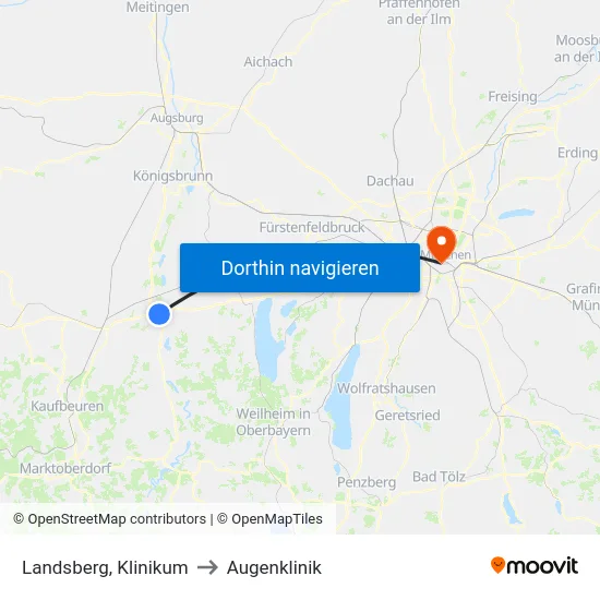 Landsberg, Klinikum to Augenklinik map