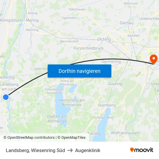 Landsberg, Wiesenring Süd to Augenklinik map