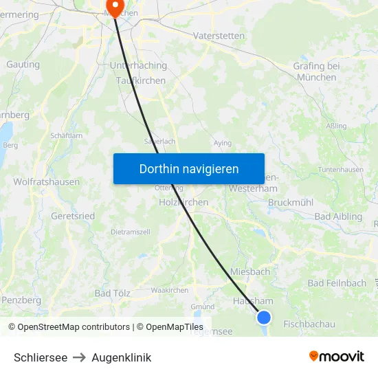 Schliersee to Augenklinik map