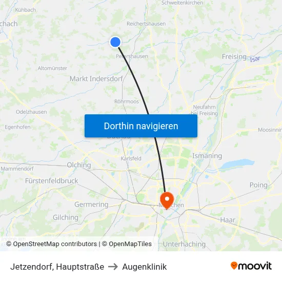 Jetzendorf, Hauptstraße to Augenklinik map