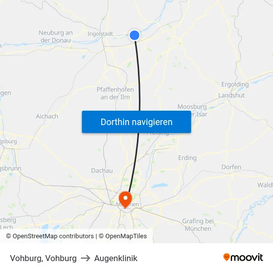 Vohburg, Vohburg to Augenklinik map