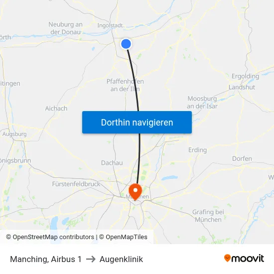 Manching, Airbus 1 to Augenklinik map