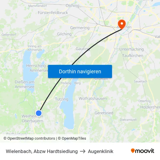 Wielenbach, Abzw Hardtsiedlung to Augenklinik map