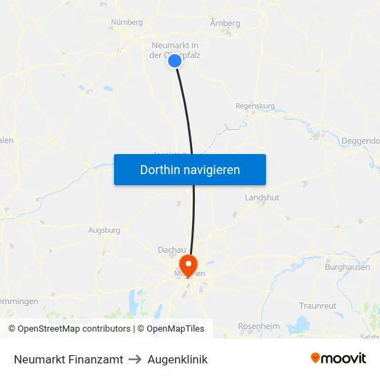 Neumarkt Finanzamt to Augenklinik map