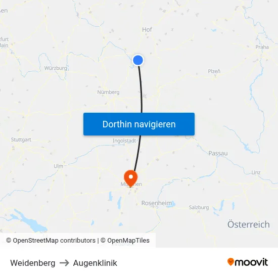 Weidenberg to Augenklinik map