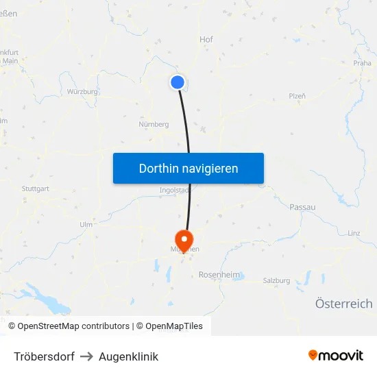 Tröbersdorf to Augenklinik map
