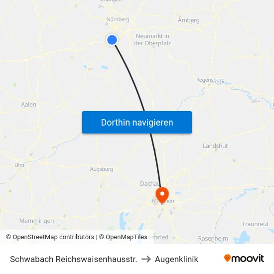 Schwabach Reichswaisenhausstr. to Augenklinik map