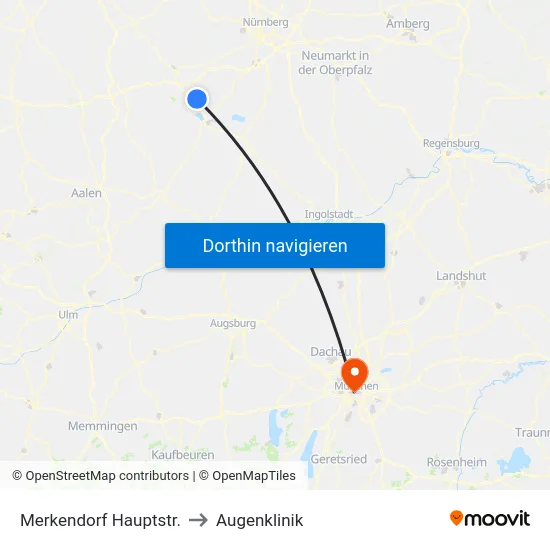 Merkendorf Hauptstr. to Augenklinik map