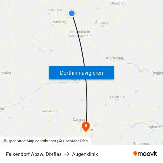 Falkendorf Abzw. Dörflas to Augenklinik map