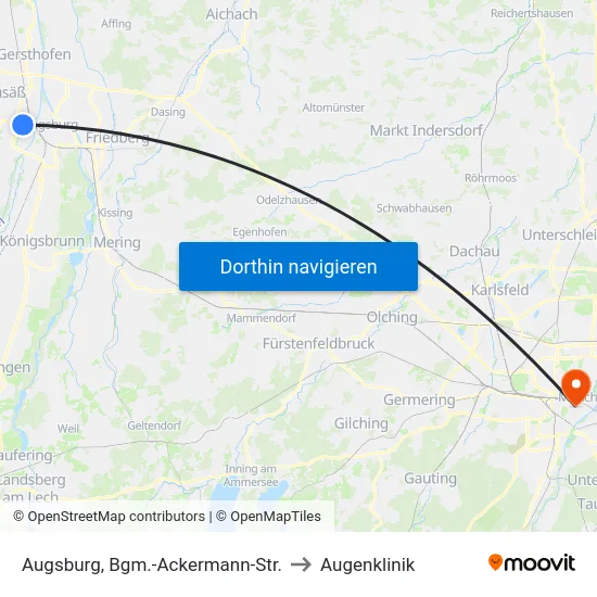 Augsburg, Bgm.-Ackermann-Str. to Augenklinik map