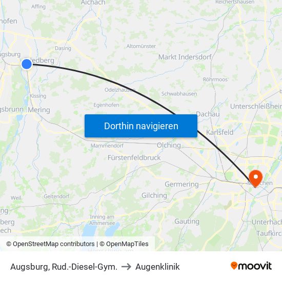 Augsburg, Rud.-Diesel-Gym. to Augenklinik map