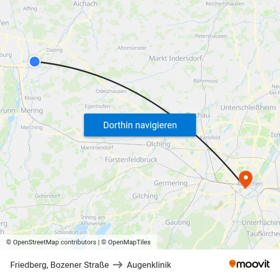 Friedberg, Bozener Straße to Augenklinik map