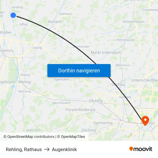 Rehling, Rathaus to Augenklinik map