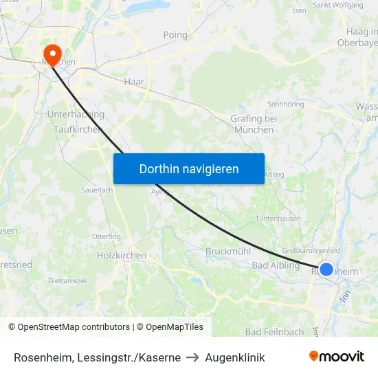 Rosenheim, Lessingstr./Kaserne to Augenklinik map