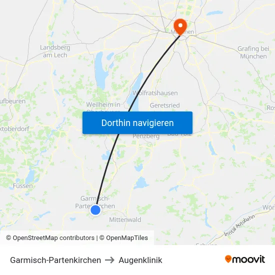 Garmisch-Partenkirchen to Augenklinik map