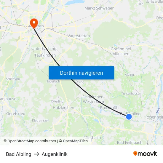 Bad Aibling to Augenklinik map