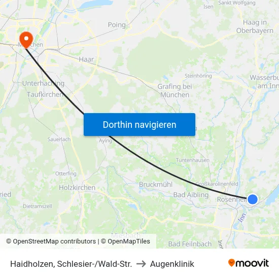 Haidholzen, Schlesier-/Wald-Str. to Augenklinik map