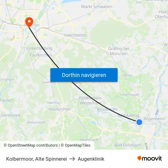 Kolbermoor, Alte Spinnerei to Augenklinik map