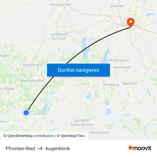 Pfronten-Ried to Augenklinik map