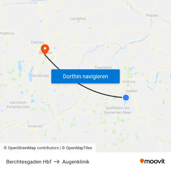 Berchtesgaden Hbf to Augenklinik map
