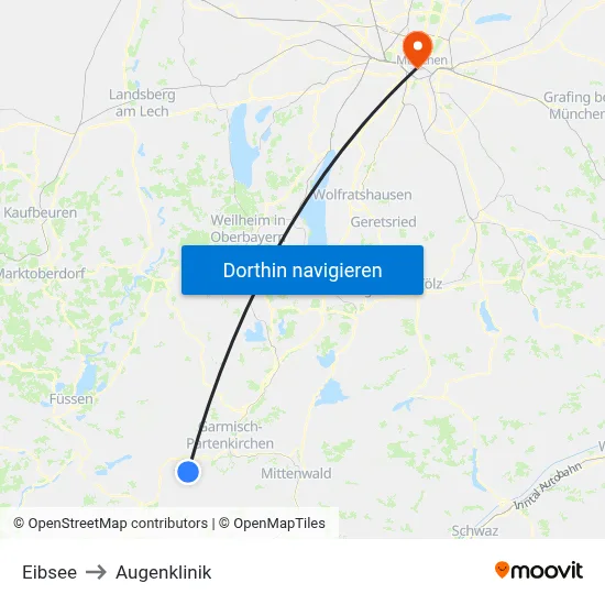 Eibsee to Augenklinik map