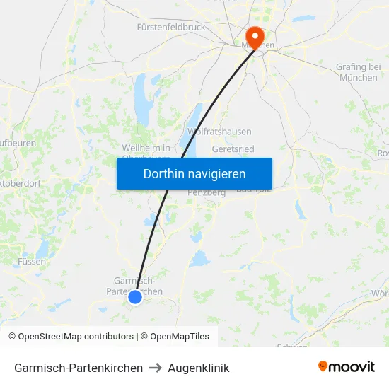 Garmisch-Partenkirchen to Augenklinik map
