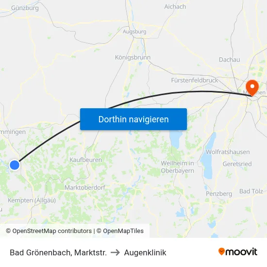 Bad Grönenbach, Marktstr. to Augenklinik map
