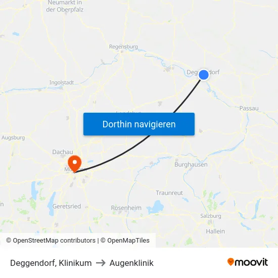 Deggendorf, Klinikum to Augenklinik map