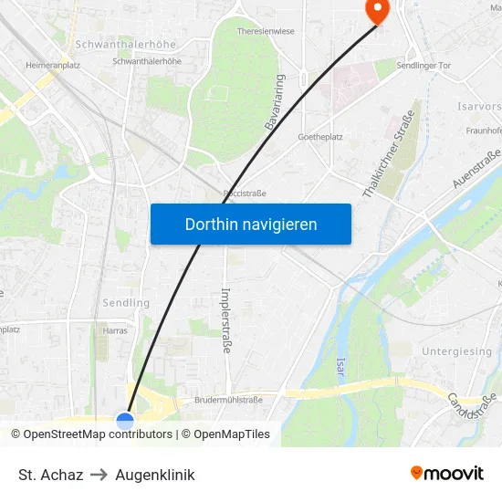 St. Achaz to Augenklinik map