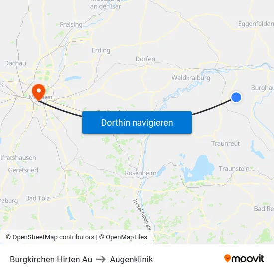 Burgkirchen Hirten Au to Augenklinik map