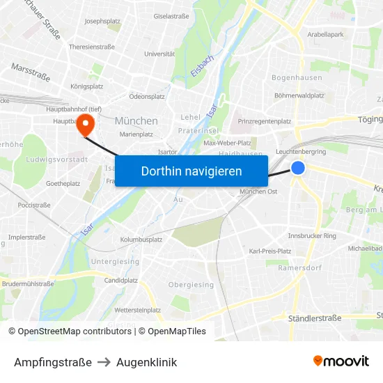 Ampfingstraße to Augenklinik map