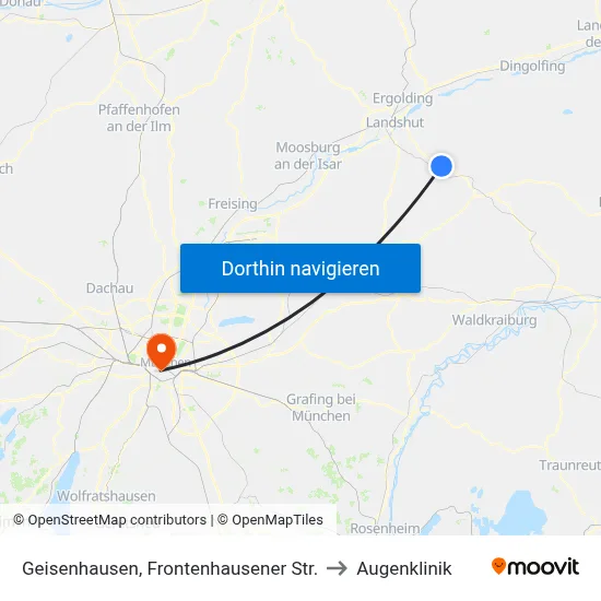 Geisenhausen, Frontenhausener Str. to Augenklinik map