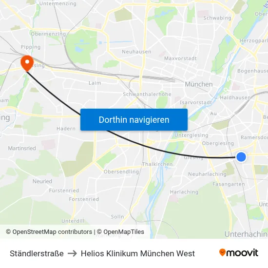 Ständlerstraße to Helios Klinikum München West map