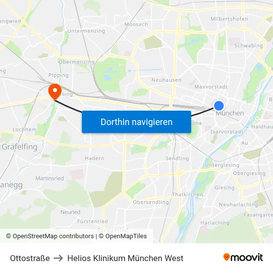 Ottostraße to Helios Klinikum München West map