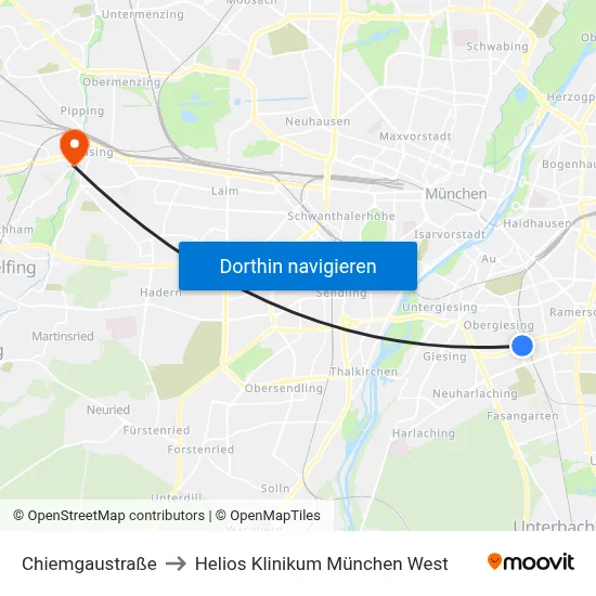 Chiemgaustraße to Helios Klinikum München West map