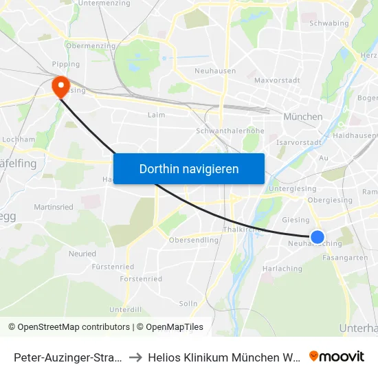 Peter-Auzinger-Straße to Helios Klinikum München West map