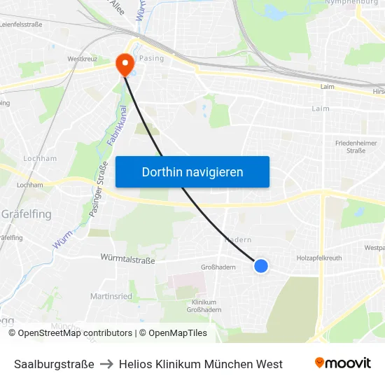 Saalburgstraße to Helios Klinikum München West map