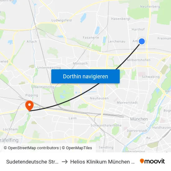 Sudetendeutsche Straße to Helios Klinikum München West map