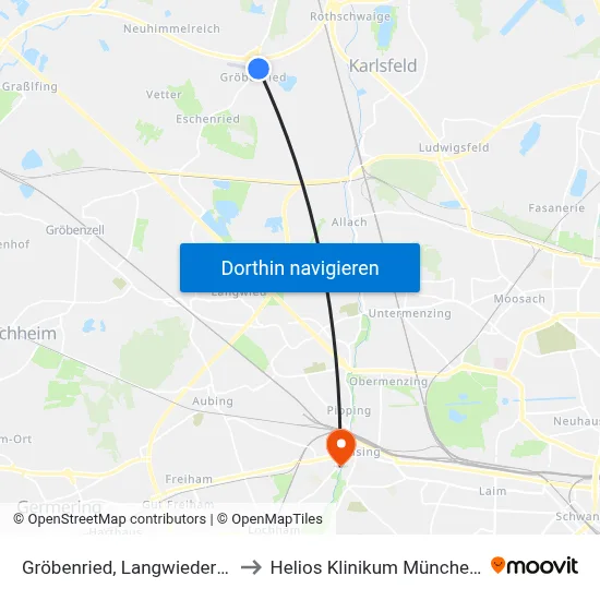 Gröbenried, Langwieder Straße to Helios Klinikum München West map