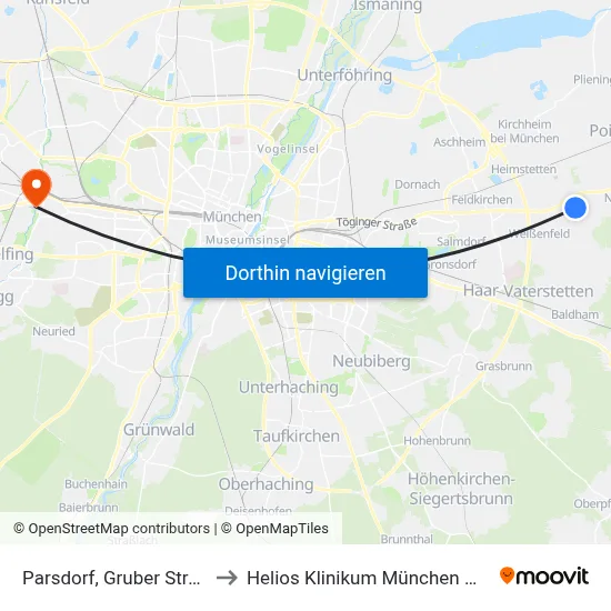 Parsdorf, Gruber Straße to Helios Klinikum München West map