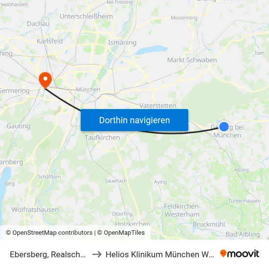 Ebersberg, Realschule to Helios Klinikum München West map