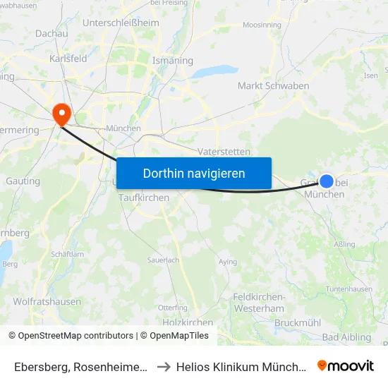 Ebersberg, Rosenheimer Straße to Helios Klinikum München West map
