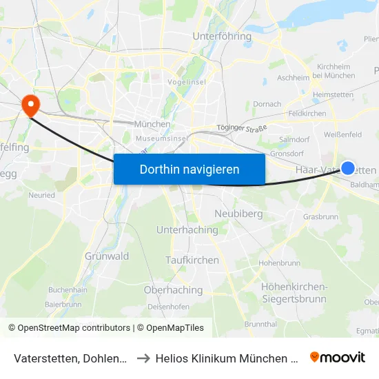 Vaterstetten, Dohlenweg to Helios Klinikum München West map