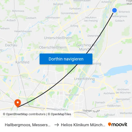 Hallbergmoos, Messerschmittstr to Helios Klinikum München West map