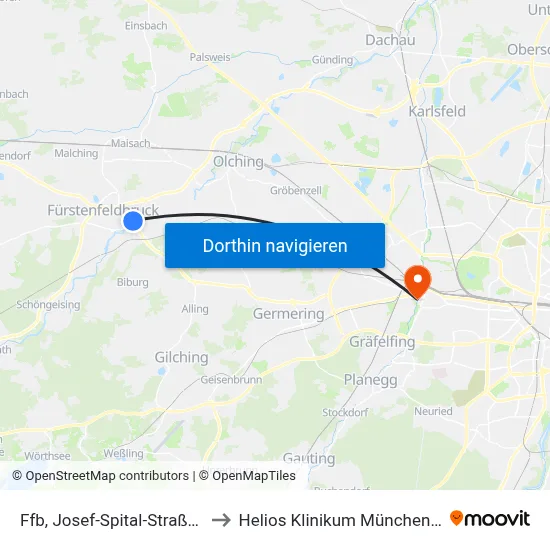 Ffb, Josef-Spital-Straße / Kl. to Helios Klinikum München West map